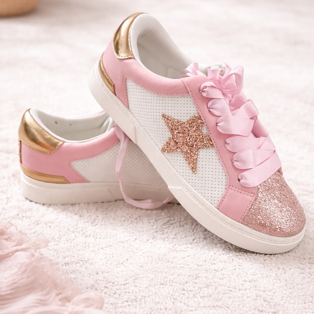 Pink and Gold Kids Sneakers